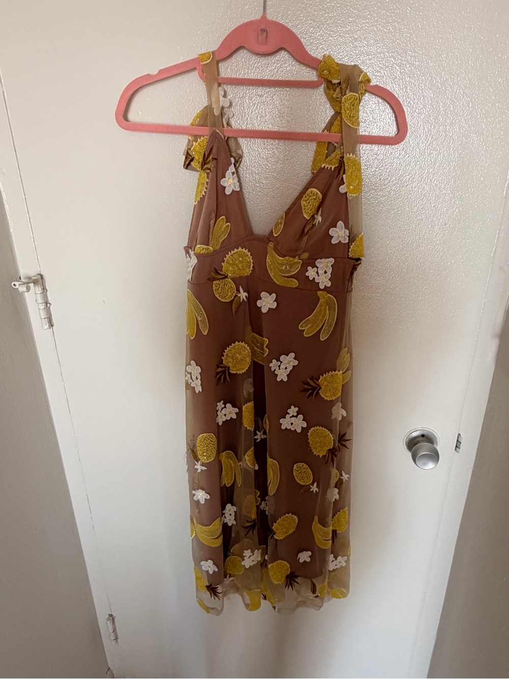 For Love & Lemons - Bananas & Lemons, with Yellow and White Floral Embroidery
